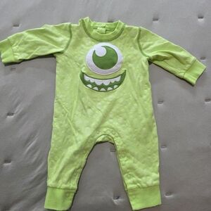 Disney Store Mike Wazowski Costume Romper Baby 6-9 Mo Monster's Inc.